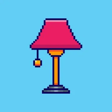 Pixel art Table Lamp game asset design Stock Illustration