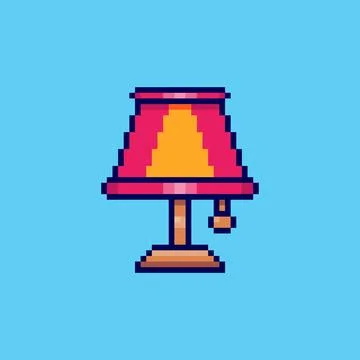 Pixel art Table Lamp game asset design Stock Illustration