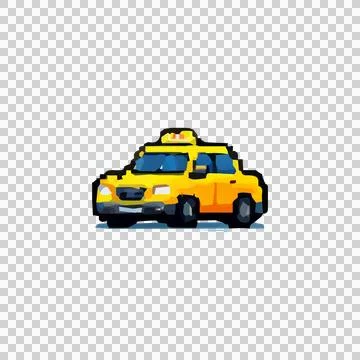 Pixel Art Taxi Design Vector Stock Illustration