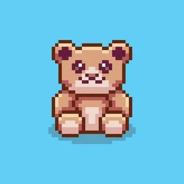Pixel art Teddy Bear game asset design Stock Illustration