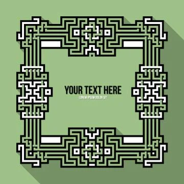 Pixel art text frame with traditional tribal and aztec elements Illustrazione stock