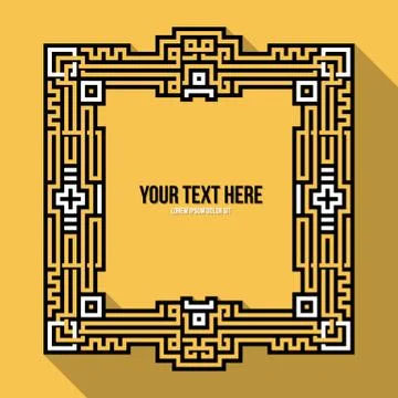 Pixel art text frame with traditional tribal and aztec elements Stock Illustration