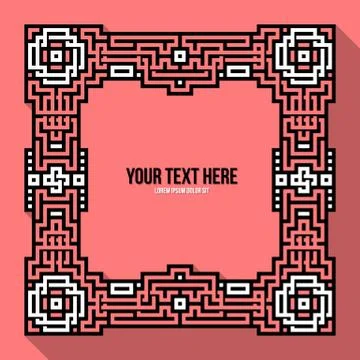 Pixel art text frame with traditional tribal and aztec elements Stock Illustration