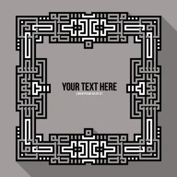 Pixel art text frame with traditional tribal and aztec elements 스톡 일러스트