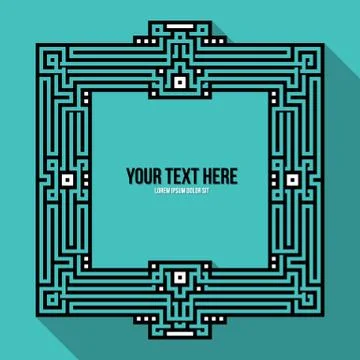 Pixel art text frame with traditional tribal and aztec elements Illustrazione stock