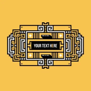 Pixel art text header with traditional tribal elements. Illustrazione stock
