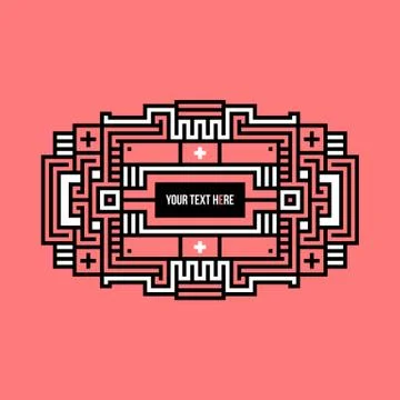 Pixel art text header with traditional tribal elements. Illustrazione stock
