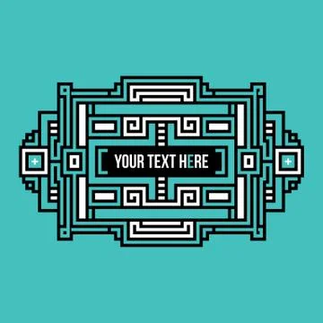 Pixel art text header with traditional tribal elements. Illustrazione stock