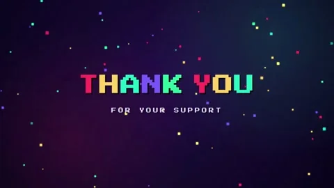 Pixel Art Thank You Message with Colorful Particles on Dark Purple Space Stock Footage 346217638