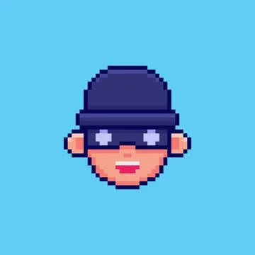 Pixel art Thief Face game asset design Stock Illustration