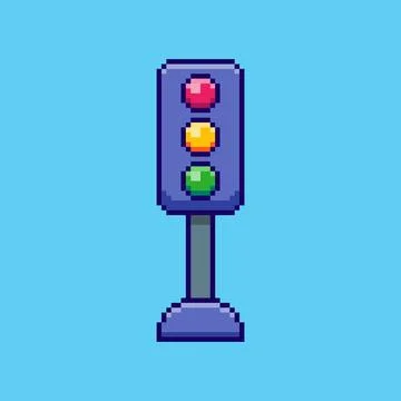 Pixel art traffic light game asset design Stock Illustration