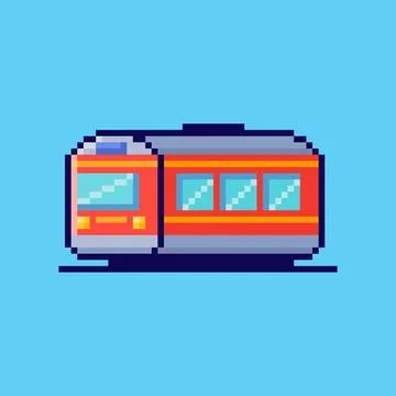 Pixel art train game asset design Stock Illustration
