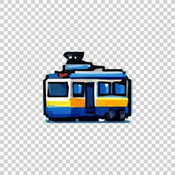 Pixel Art Tram Design Vector Stock Illustration