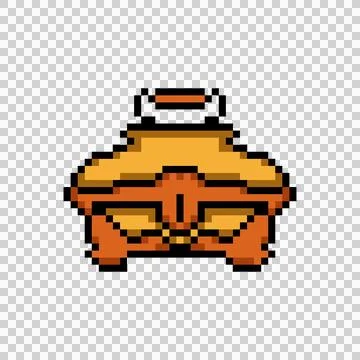 Pixel art treasure chest element object clipart Stock Illustration