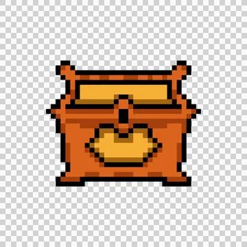 Pixel art treasure chest element object isolated Illustrazione stock
