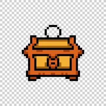 Pixel art treasure chest element object vector Stock Illustration