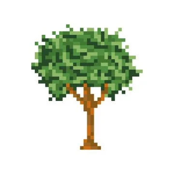 Pixel art tree isolated vector icon Stock Illustration