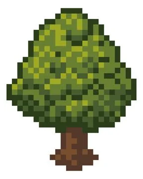 Pixel Art Tree Isometric Style Stock Illustration