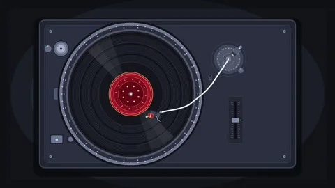 Pixel art turntable playing vinyl record loop animation Vidéo 346739978