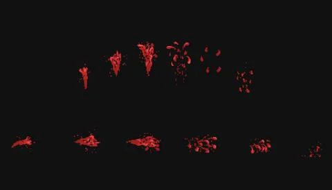 Pixel art vector blood splatter animation Stock Illustration