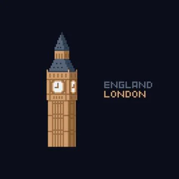 Pixel art vector illustation icon - United Kingdom England London symbol Stock Illustration