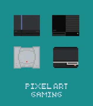 Pixel art vector illustraion retro video game console icon set Stock Illustration
