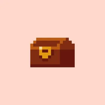 Pixel art vector illustration game asset - pixelated minimalistic wooden and Stock Illustration