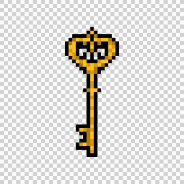 Pixel art vintage key element object clipart 스톡 일러스트