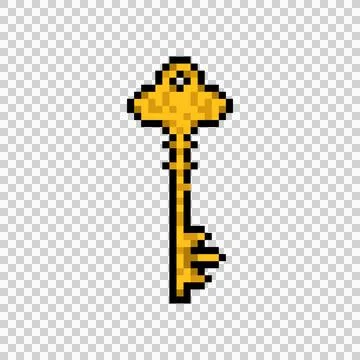 Pixel art vintage key element object isolated Stock Illustration