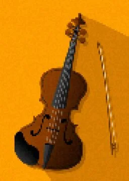 Pixel art violin icon Illustrazione stock