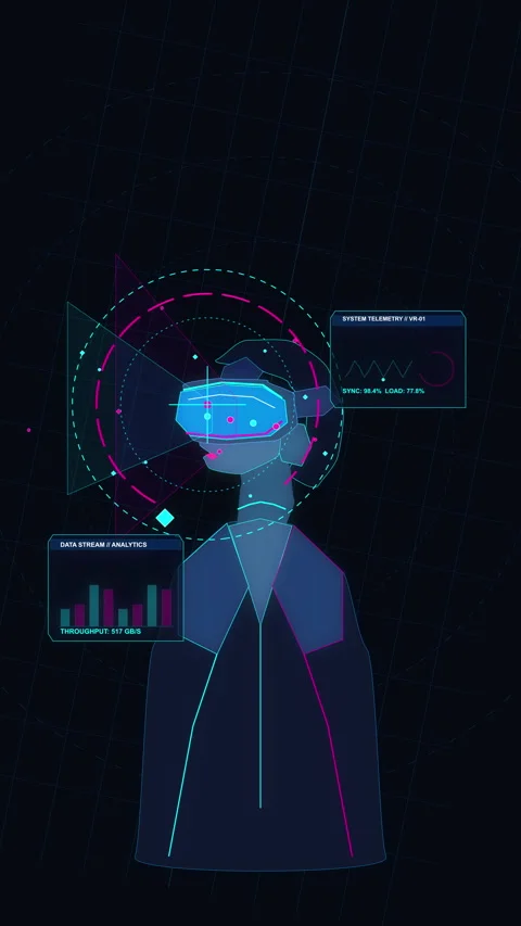 Pixel art vr headset character loop animation with futuristic elements Stock Footage 346541510
