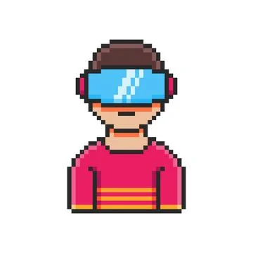 Pixel art VR Player Character game asset design Stock Illustration