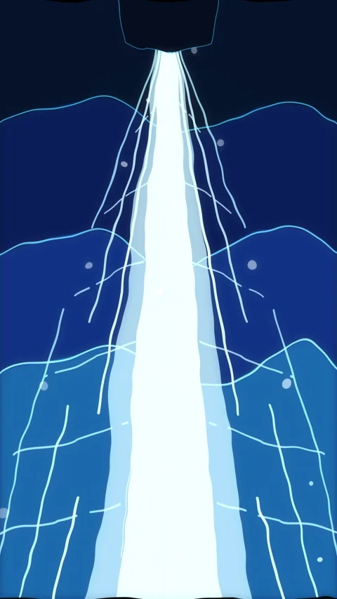 Pixel art waterfall animation with flowing blue water stream, retro gaming loop Stock Footage 346740099