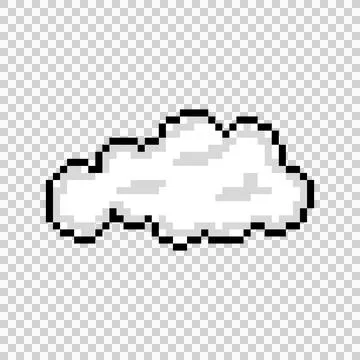Pixel art white cloud graphic illustration Stock Illustration
