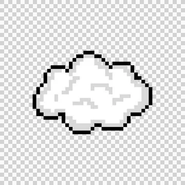 Pixel art white cloud graphic clipart Stock Illustration