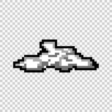 Pixel art white cloud or smoke element object vector Illustration