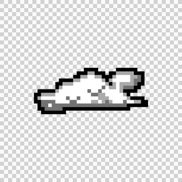 Pixel art white cloud or smoke element object design Stock Illustration