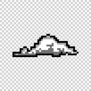 Pixel art white cloud or smoke element object clipart Illustrazione stock
