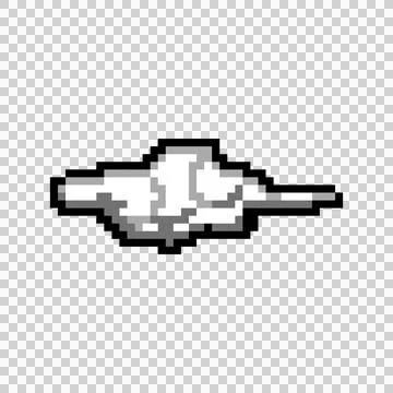 Pixel art white cloud or smoke element object isolated Illustration