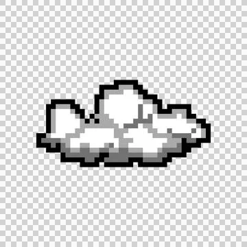 Pixel art white cloud or smoke element object graphic Illustrazione stock