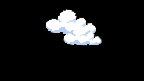 Pixel Art White Cloud Sprite Dark Background 動画素材 339560778