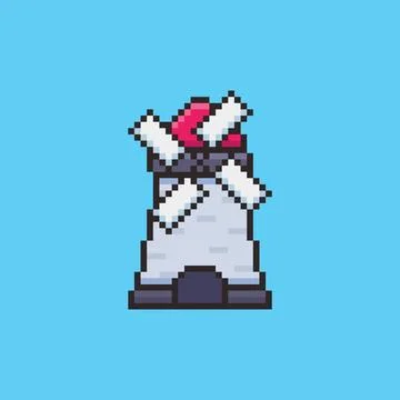 Pixel art Windmill game asset design Stock Illustration