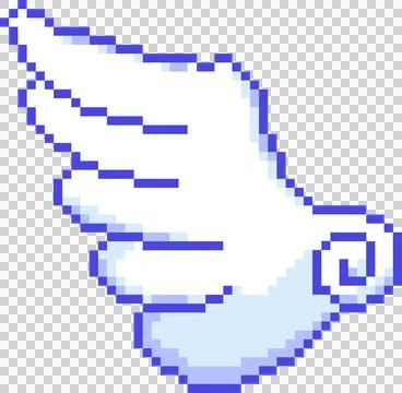 Pixel art wing is floating over transparent background, showing layered feathers Ilustração Stock