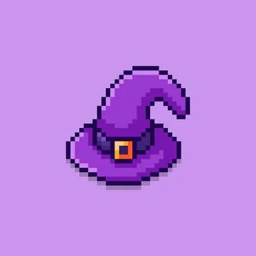 Pixel art Witch Hat game asset design Stock Illustration