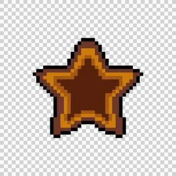 Pixel art wooden empty star button icon graphic design vector Stock Illustration