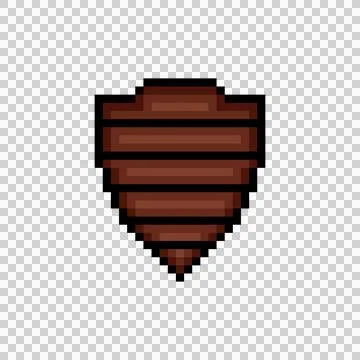 Pixel art wooden shield shape ui game graphic Ilustração Stock
