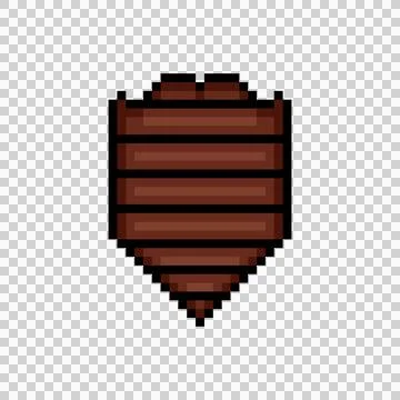 Pixel art wooden shield shape ui game element Stock Illustration