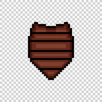 Pixel art wooden shield shape ui game design Ilustração Stock