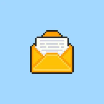 Pixel art Yellow Mail Envelope game asset design 스톡 일러스트