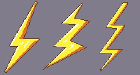 Pixel Art Of Yellow Thunder. Illustrazione stock